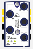 Passivverteiler mit 5 × M12-Buchsen und LED-Anzeige