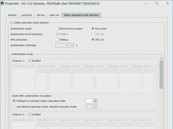 [Translate to Frankreich:] Simple configuration of the safe operating mode selection in the settings of the Gateway